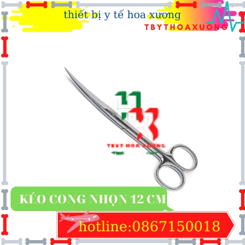 [Hàng Chính Hãng] Kéo Y Tế Cong Nhọn 2 Đầu 12cm - Kéo Cắt Chỉ  Pakistan