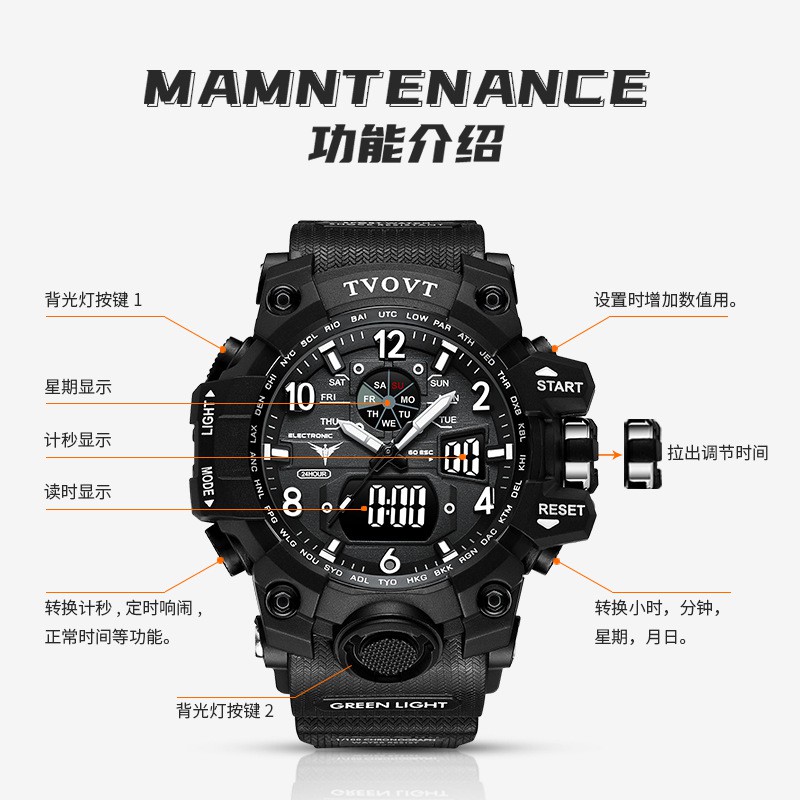 Đồng hồ đeo tay nam, đồng hồ nam chính hãng TVOVT phong cách thể thao, cực ngầu, không thấm nước