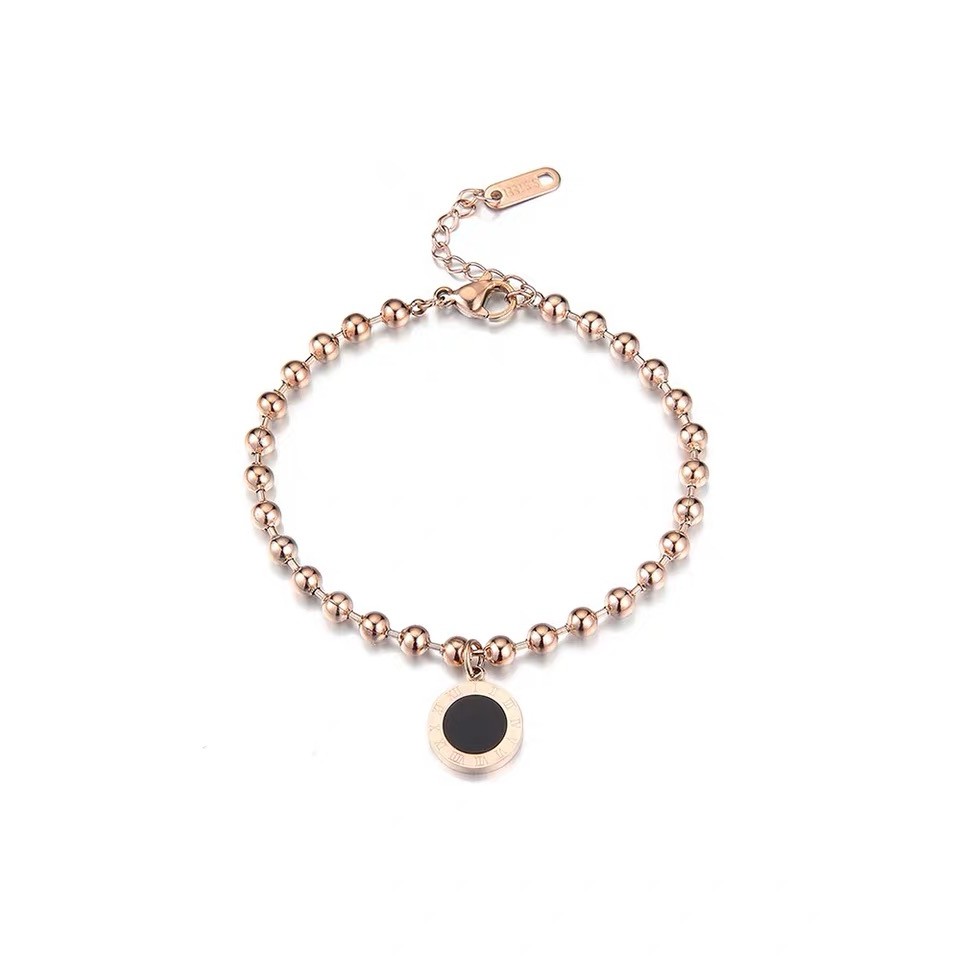 Vòng Tay Thép Titan Mạ Vàng Hồng 18K Phong Cách Âu Mỹ Thời Trang