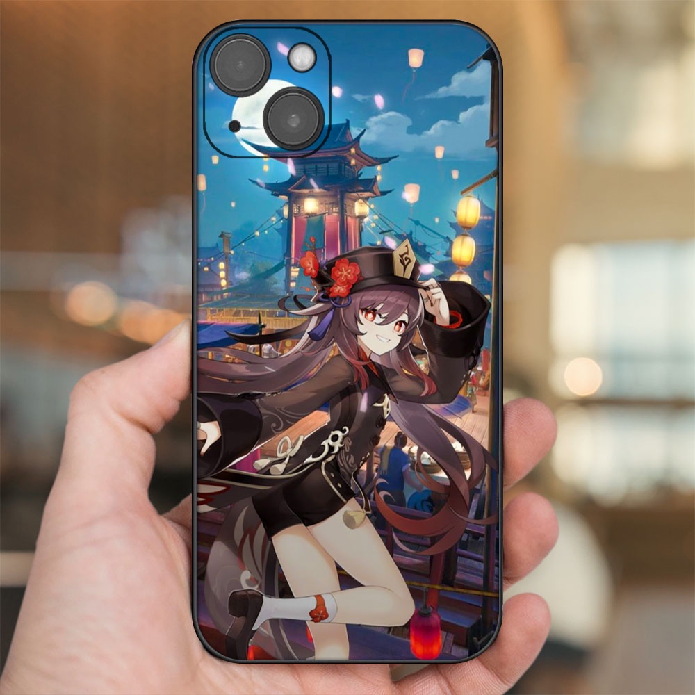 Ốp lưng iPhone 14 Plus dẻo đen cạnh vuông in hình Hutao Genshin Impact