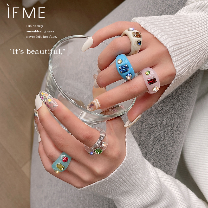 IF ME Nhẫn resin thiết kế ấn tượng phong cách vintage