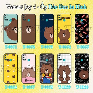 Ốp lưng Vsmart Joy 4 - Ốp dẻo đen in hình Gấu Brown