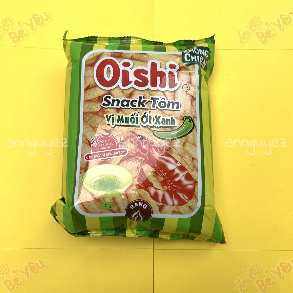 Bim bim Oishi snack tôm cay vị muối ớt xanh 32g