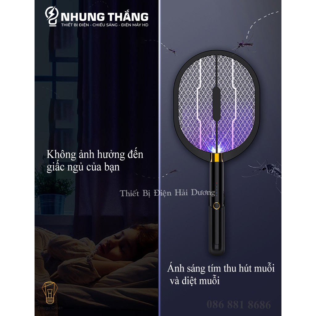 [PIN TRÂU] Vợt Bắt Muỗi XQN-898 Kiêm Đèn Thu Hút Muỗi , Diệt Muỗi Để Bàn , Treo Tường Tiện Lợi - 3 Lớp Lưới - BH 1 Năm