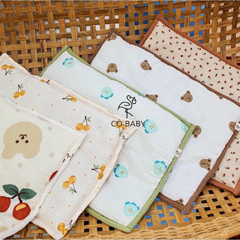 Gối Xô Sơ Sinh, Gối Xô Vải Muslin Organic Cao Cấp