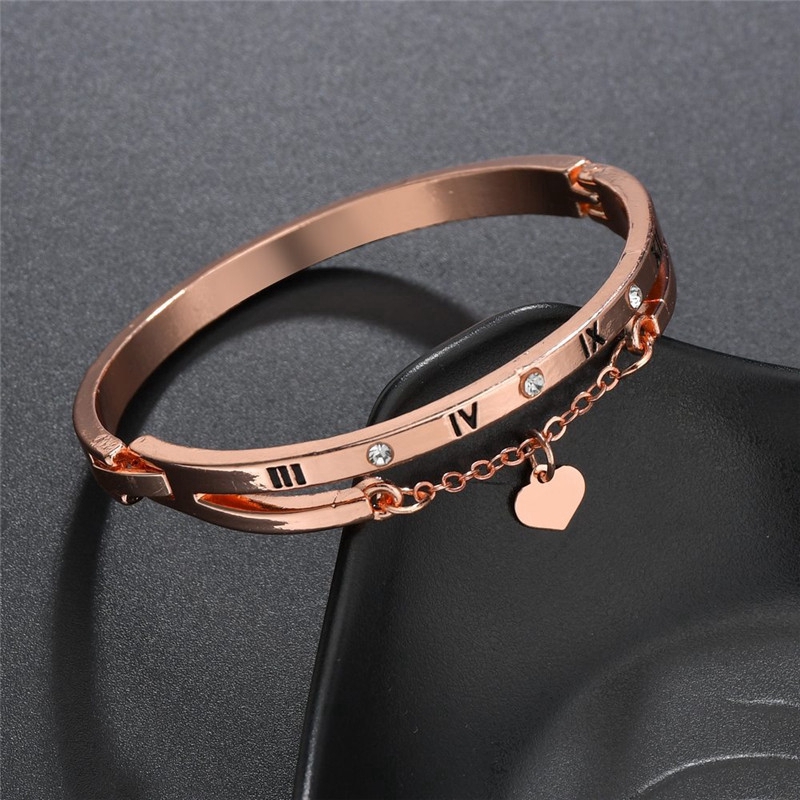 Luxury Rose Gold Stainless Steel Bracelets Bangles Female Heart Wedding Love Brand Charm Bracelet for Women Famous Jewelry