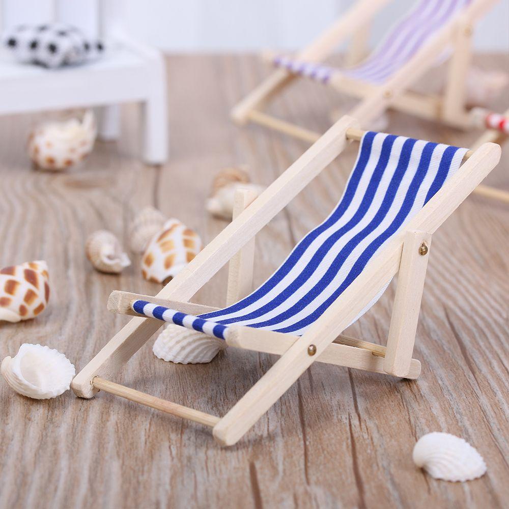 Bộ 2 Mô Hình Ghế Bãi Biển Mini Tỉ Lệ 1: 12 Trang Trí Nhà Búp Bê