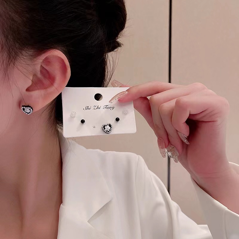 Bông Tai Hình Ngôi Sao/Trái Tim Phối Ngọc Trai Đơn Giản Thời Trang Cho Nữ