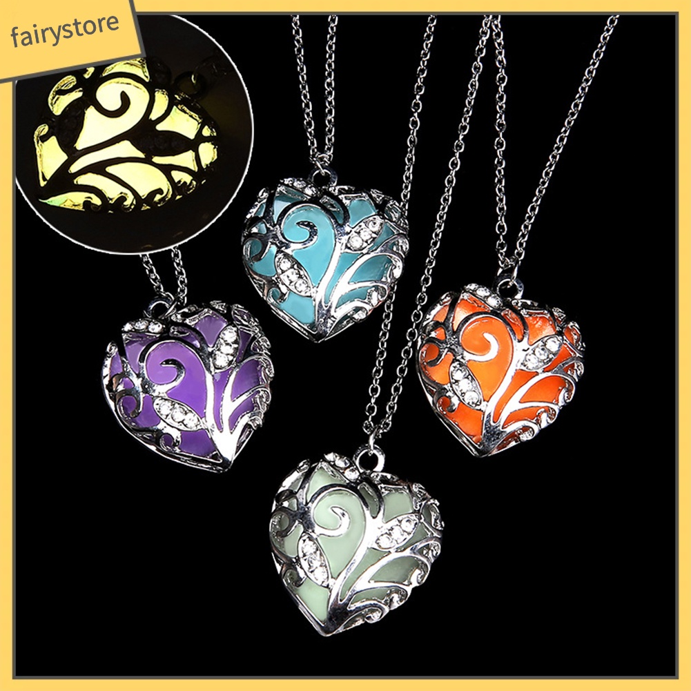 Dây Chuyền Mặt Hình Trái Tim Đính Đá Phát Sáng Thời Trang Cho Nữ