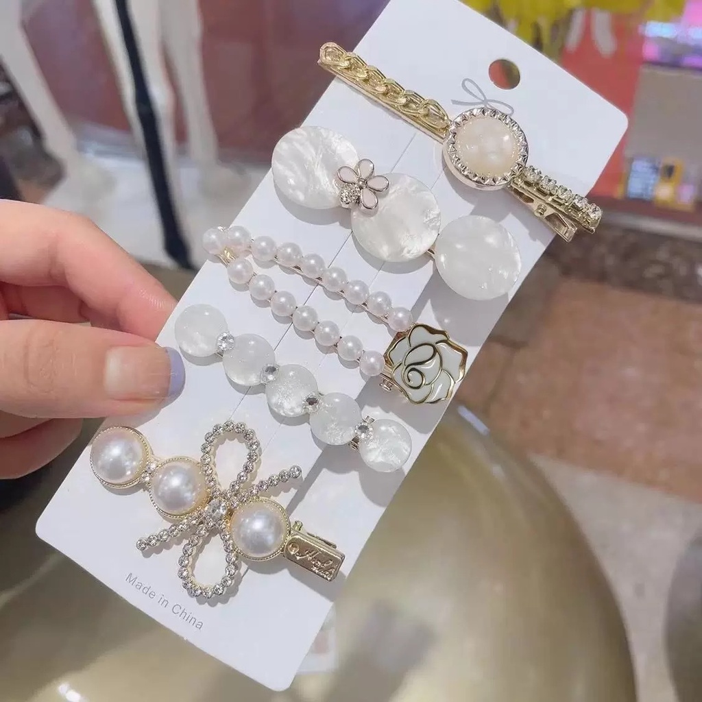 Kẹp Tóc Hàn Quốc Đính Đá Ngọc Trai Phụ Kiện Thời Trang Cho Nữ AB051