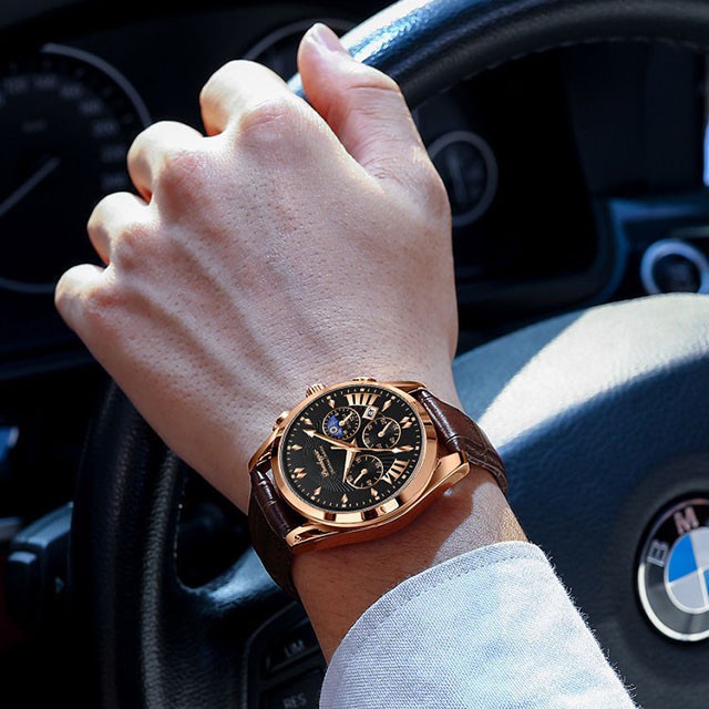 Đồng hồ nam đồng hồ nam dây da chính hãng không thấm nước POEDAGAR cao cấp DH05A - Aka Mart | BigBuy360 - bigbuy360.vn