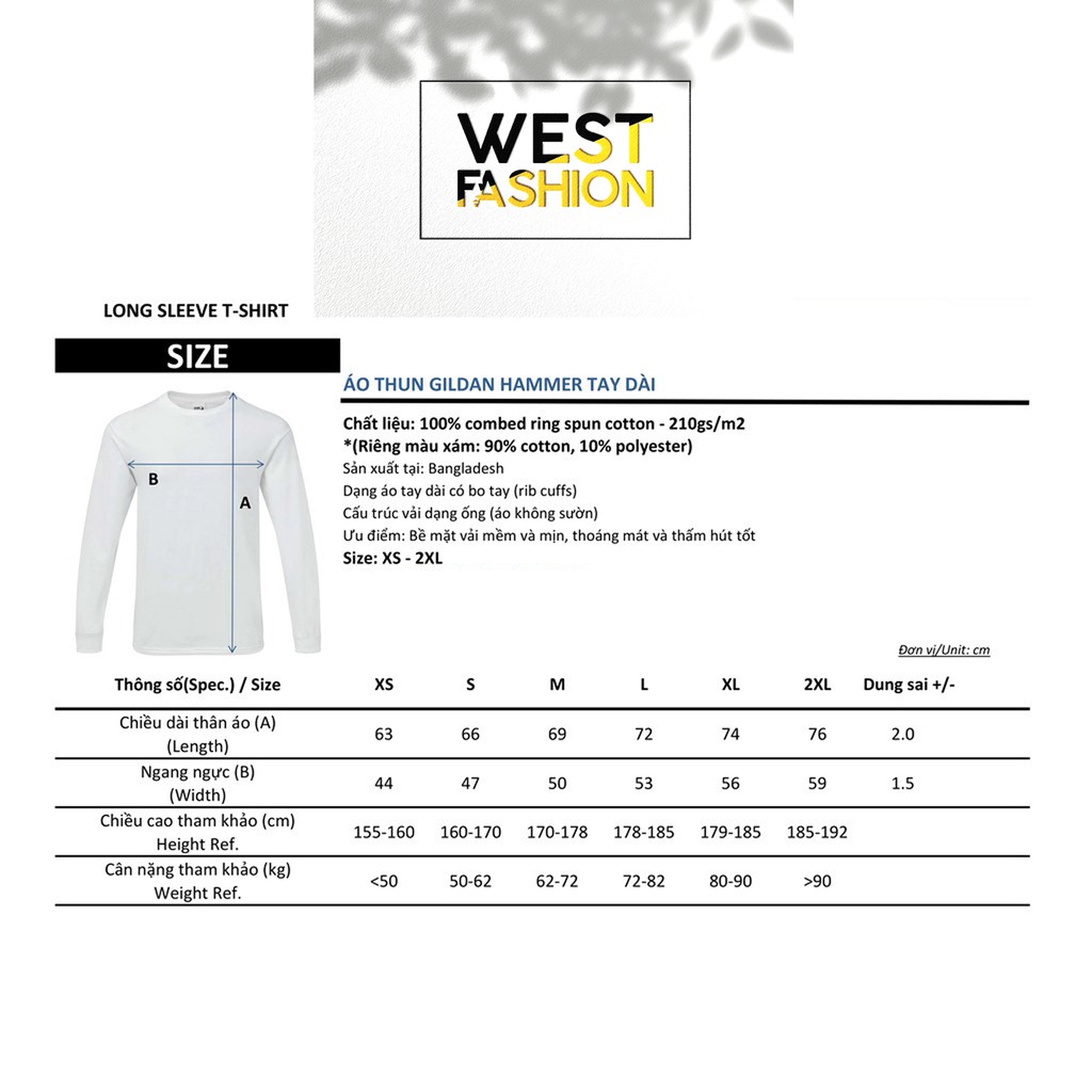 《Áo Thun Mỹ》Dài Tay Gildan Hammer US 100% Cotton