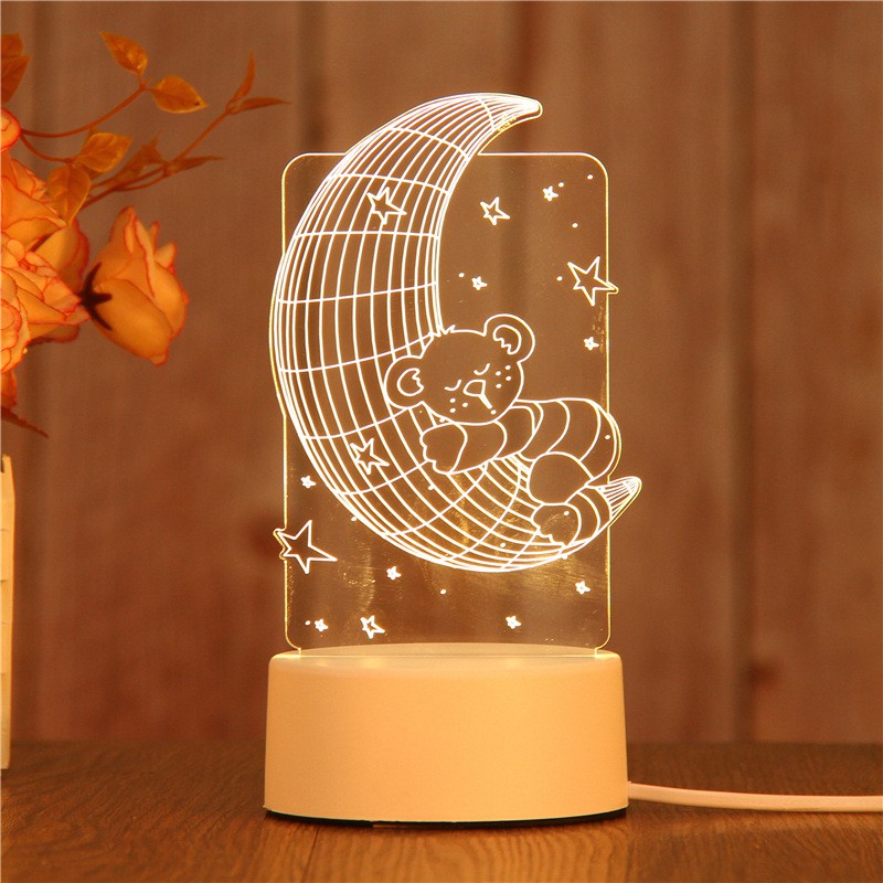 Đèn ngủ để bàn trang trí họa tiết 3D 3 chế độ sáng nhiều hình xinh xắn Sumi