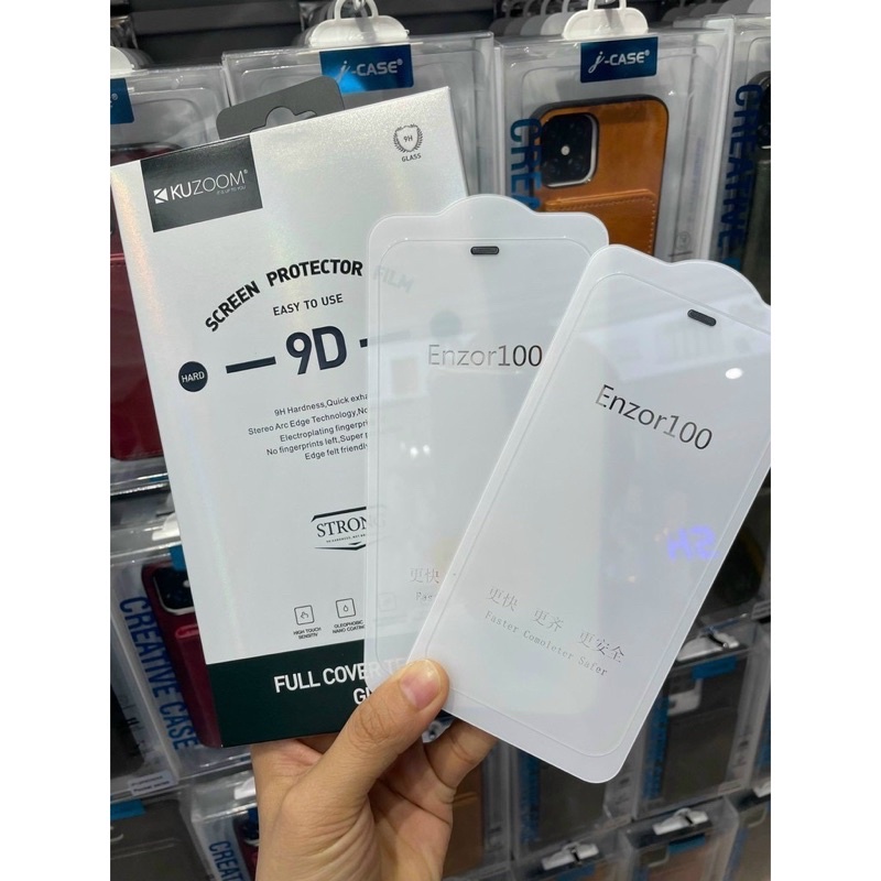 Kính FuLL màn 9D trong suốt không viền kèm bảo vệ loa KUZOOM cho iPHONE 12 đến 14 pro max
