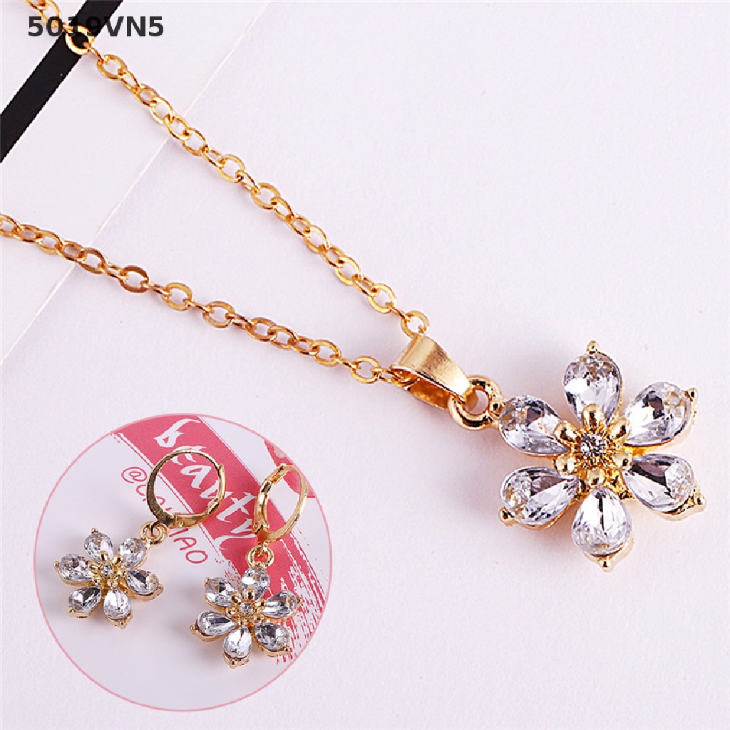 Set Dây Chuyền + Bông Tai + Vòng Tay Mạ Vàng Đính Đá Thời Trang