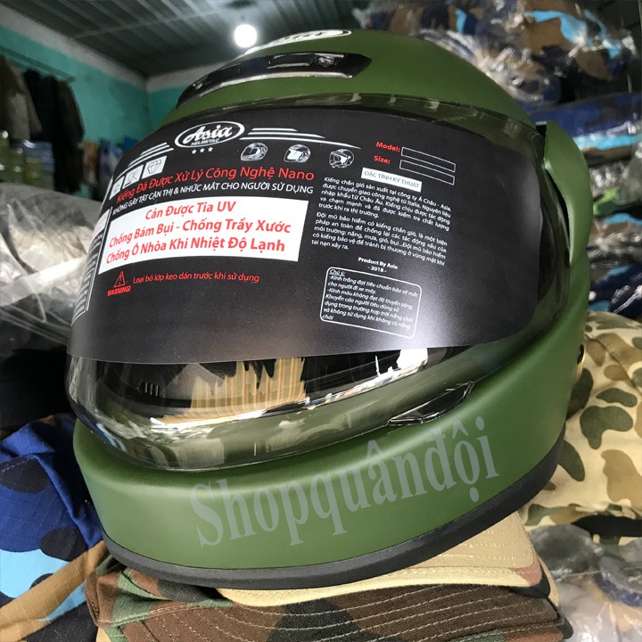 Nón bảo hiểm fullface sơn nhám xanh Asia