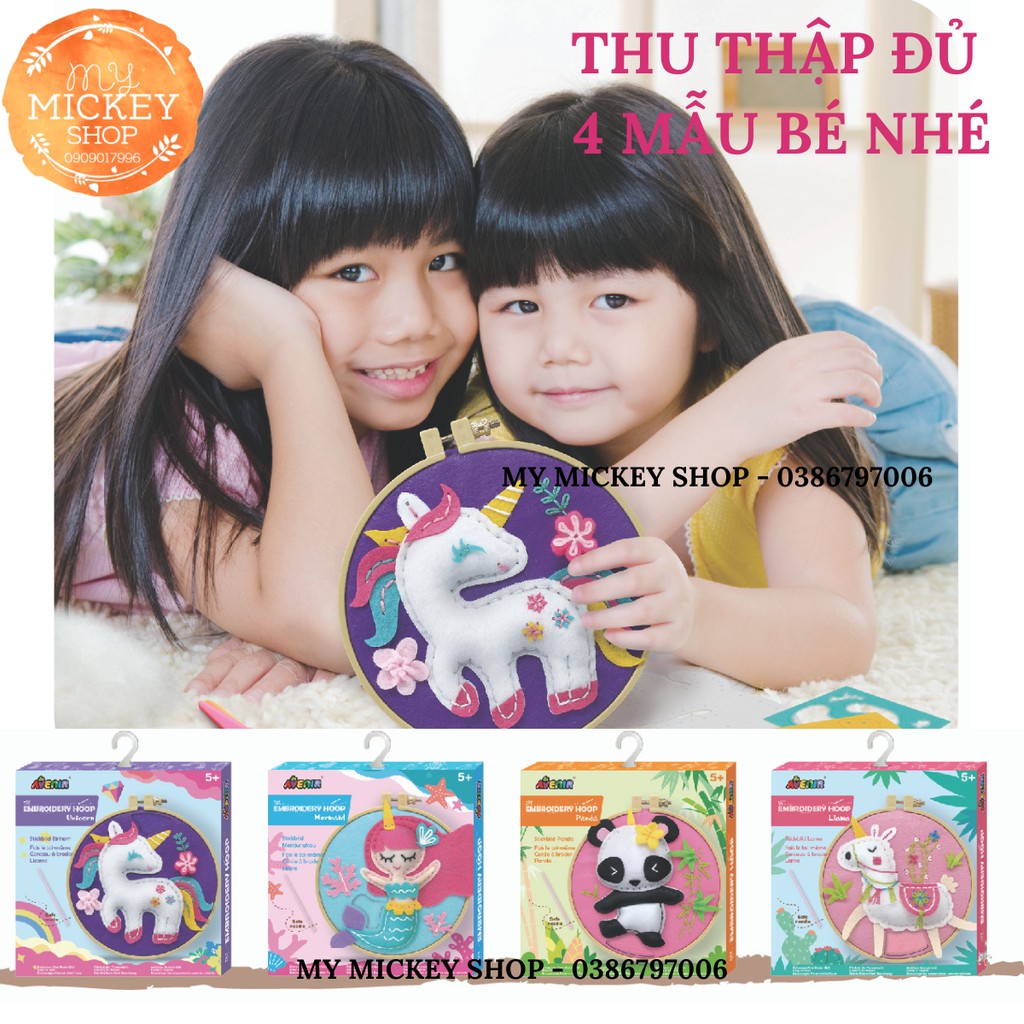 Đồ chơi làm khung vòng thêu trang trí thú bông handmade thủ công cho bé từ 5 6 7 tuổi chính hãng Avenir My Mickey Shop