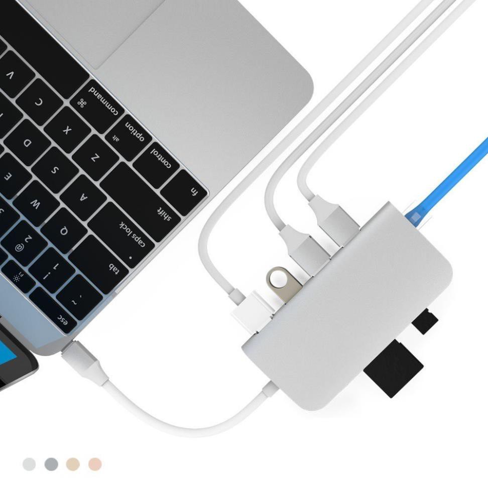 Cáp Usb Type C Chính hãng Letouch Multi Port Adapter 8 in 1 (xám) [Freeship 10k]