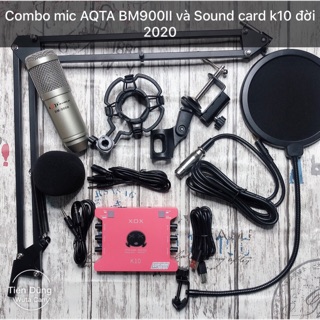 Mua Mic thu âm AQTA BM900 II với Sound card k10 dòng 2020 chân màng- Bộ livestream đầy đủ Sound card k10 đã kèm dây live