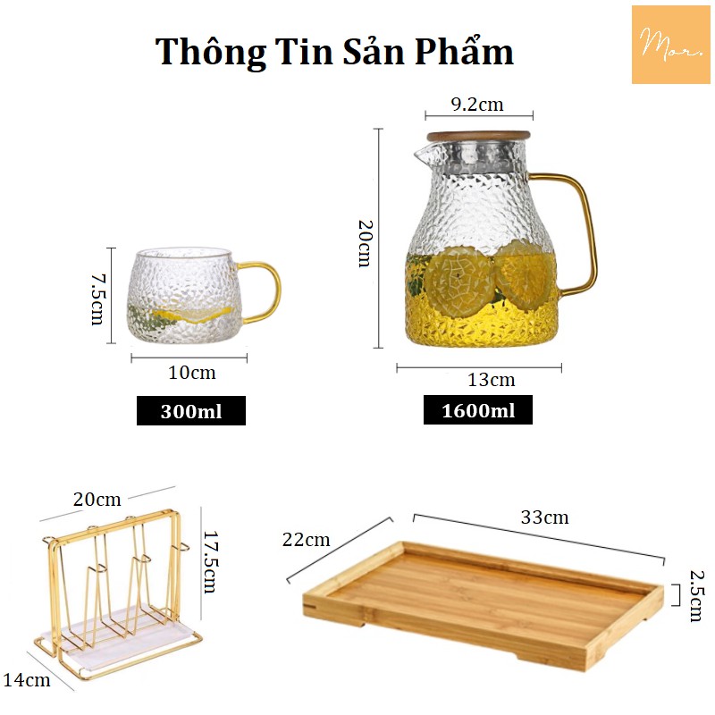 Bộ bình nước thủy tinh - 1.6L