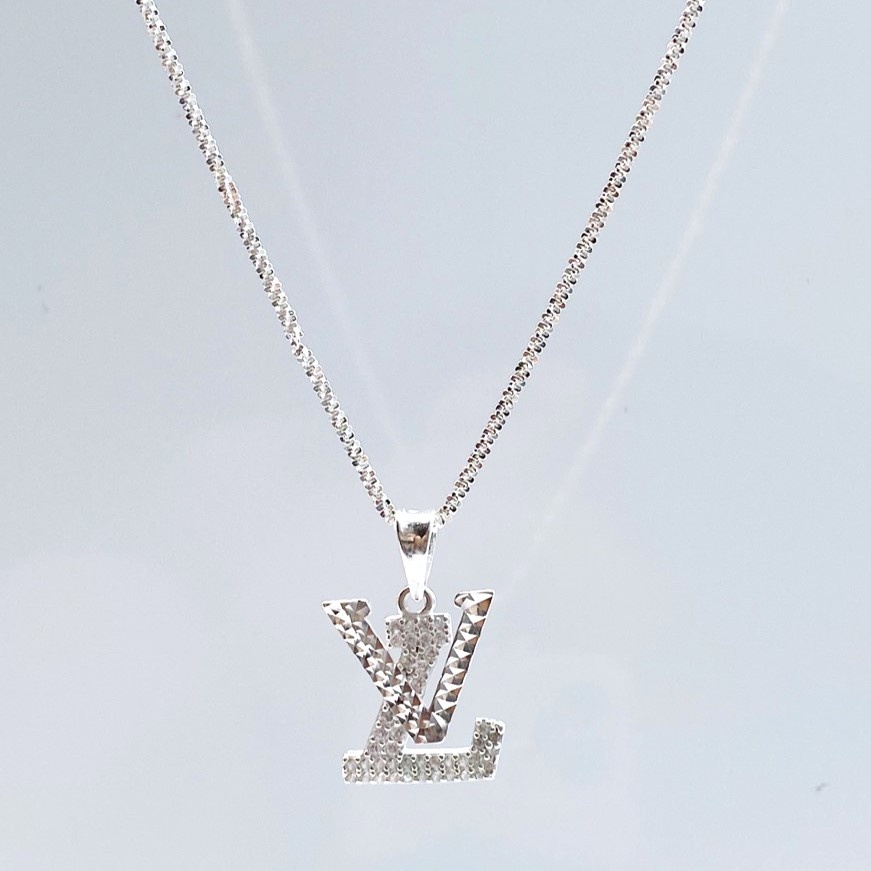 Dây chuyền bạc Ý cao cấp Evasilver mặt chữ V nạm đá sang trọng nữ tính