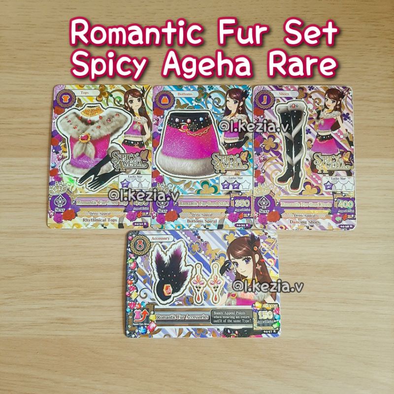 Bộ Thẻ Giả Lông Lãng Mạn Aikatsu Spicy Ageha Rare Lãng Mạn