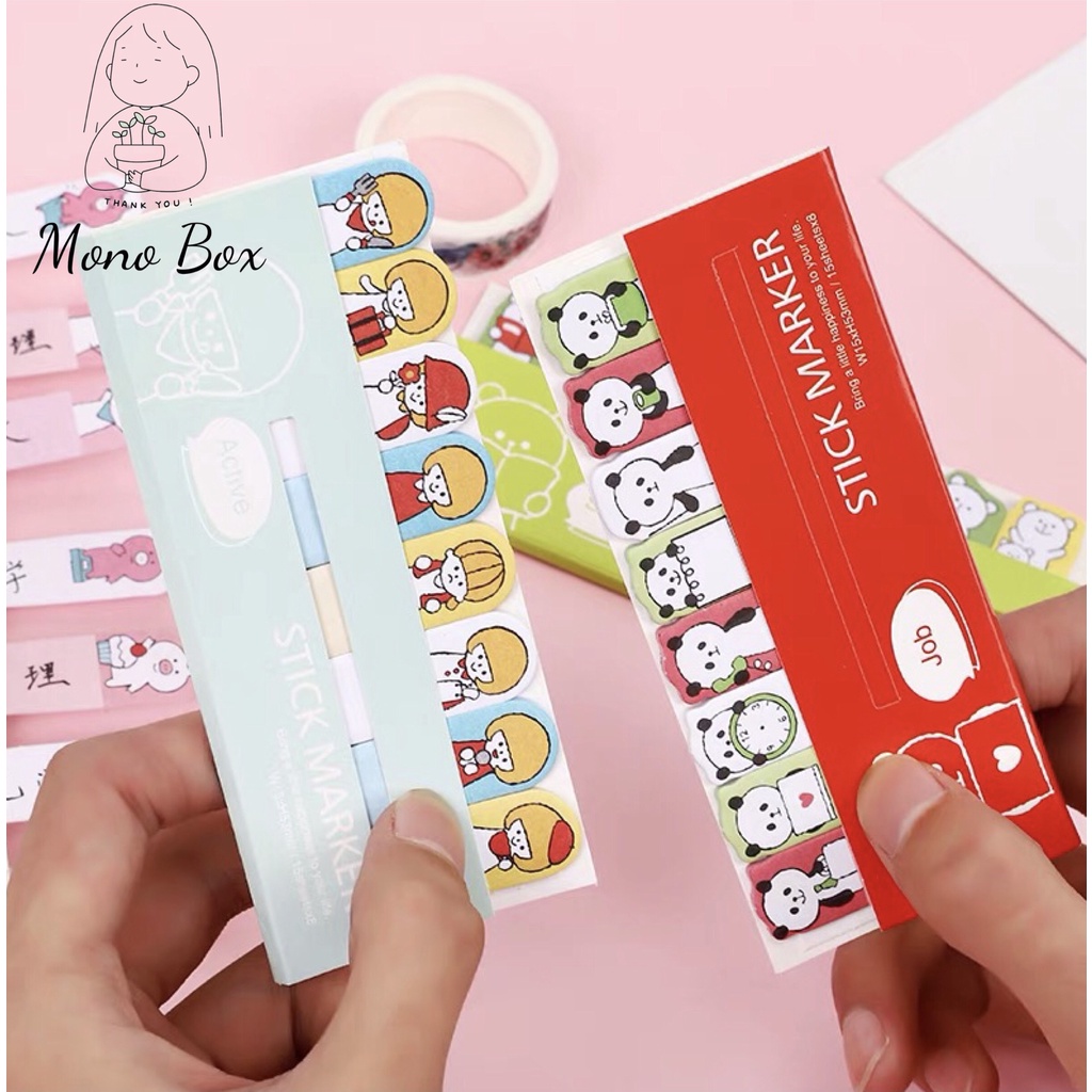 Giấy note Stiker đánh dấu ghi chú trang sách hình thú đứng Monox_box GV2