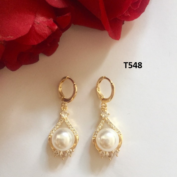 Bông Tai Ngọc Phong Cách Nhẹ Nhàng Khuyên Tai Nữ Mạ Vàng 18k T548 NaMoo Jewelry