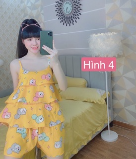 Đồ mặc nhà đùi thô lụa phối ren siêu xinh