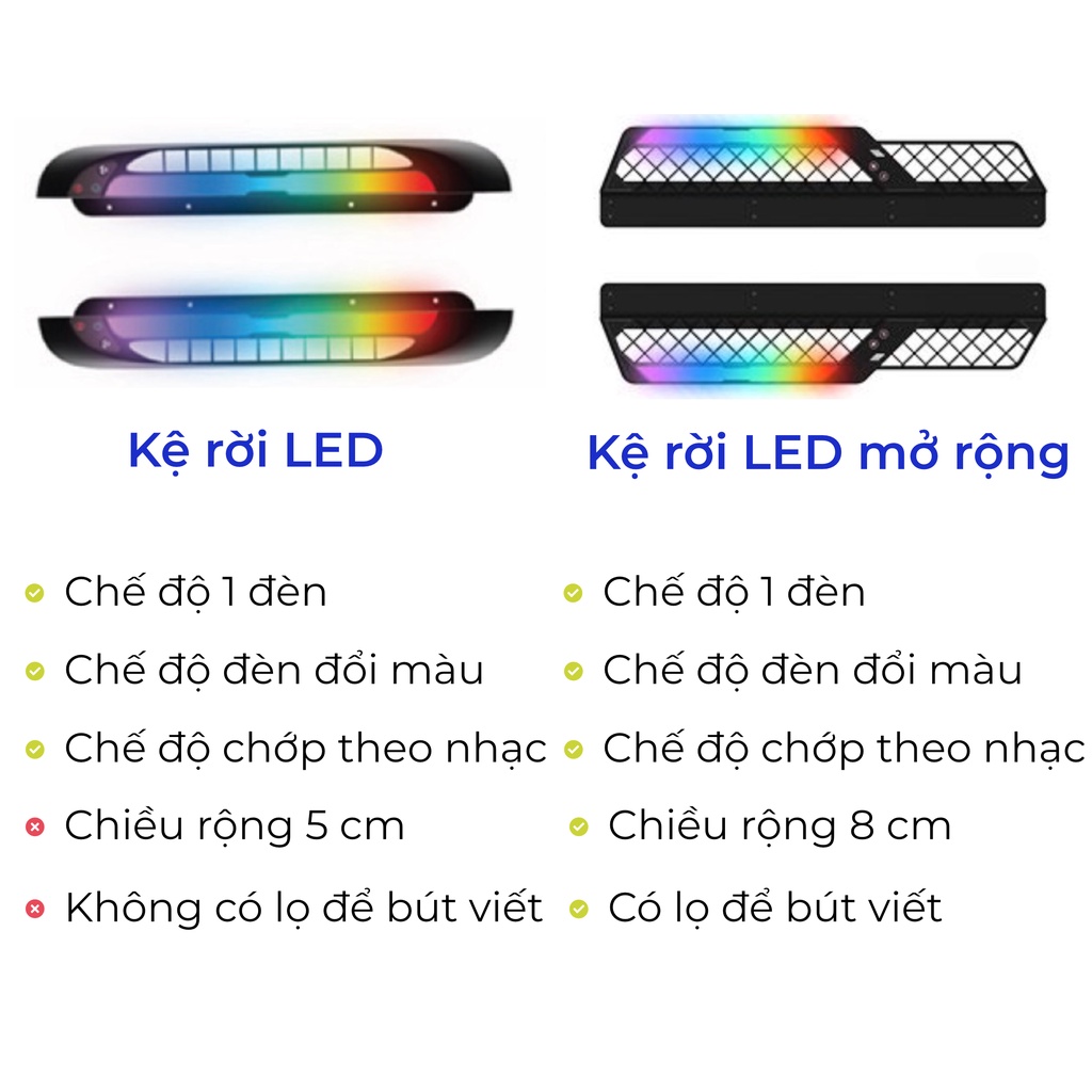 Kệ mở rộng kèm đèn LED trang trí cho bàn iCockpit, chế độ chớp theo nhạc