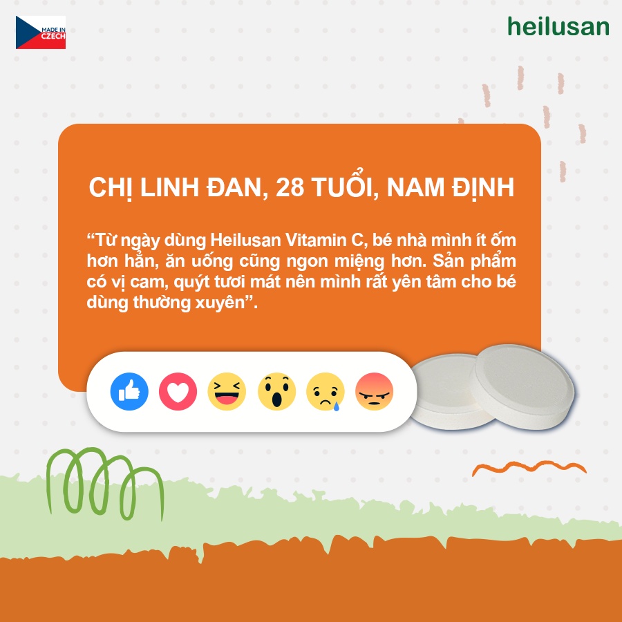 Viên Sủi Bổ Sung Vitamin C Heilusan Vitamin C Giúp Tăng Đề Kháng Cho Cơ Thể tub 20 viên