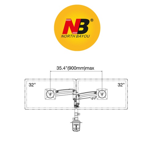 Giá treo màn hình máy tính NB 22inch - 32inch H180  - Xoay 360 độ