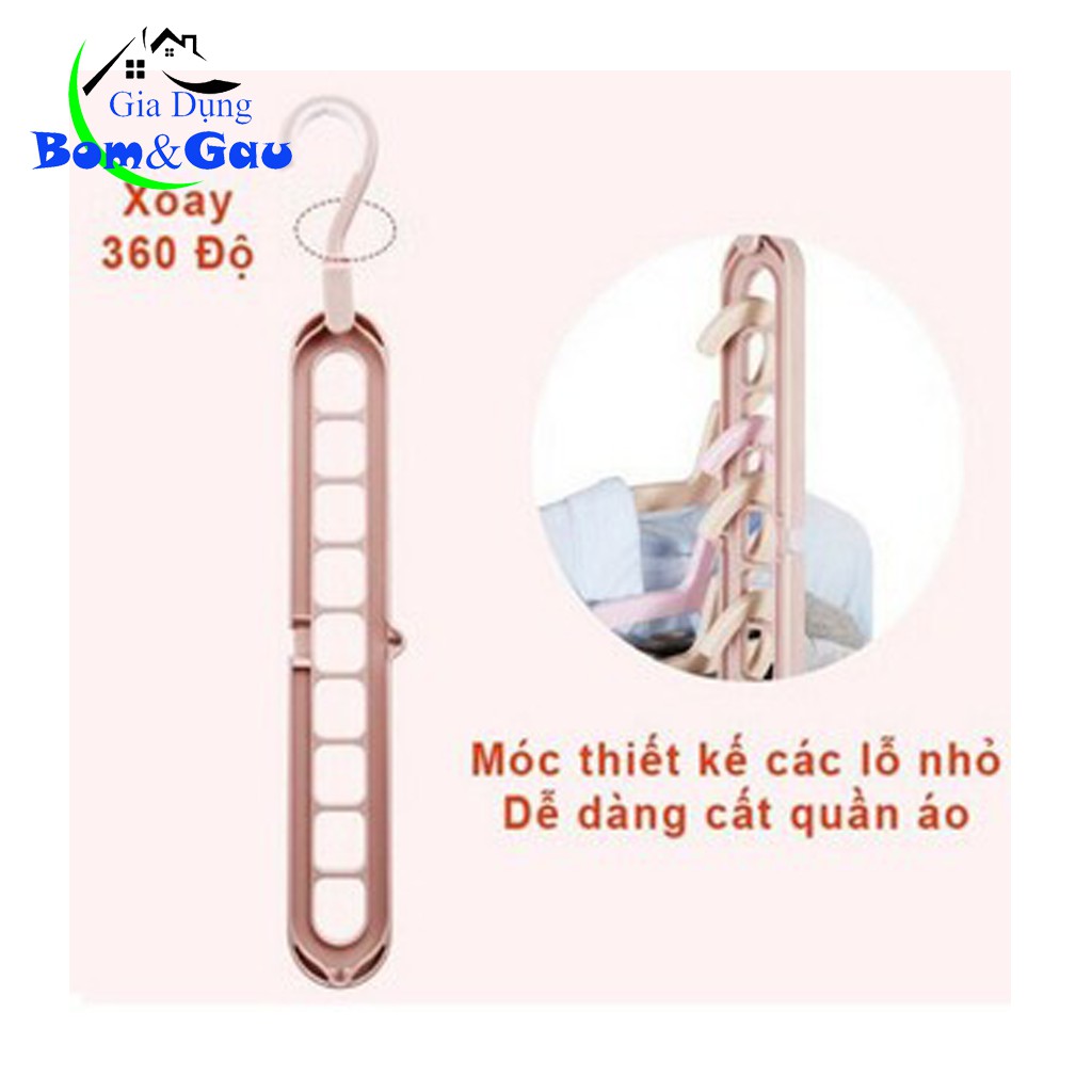 Móc nhựa phơi đồ, treo quần áo đa năng thông minh 9 lỗ gấp gọn