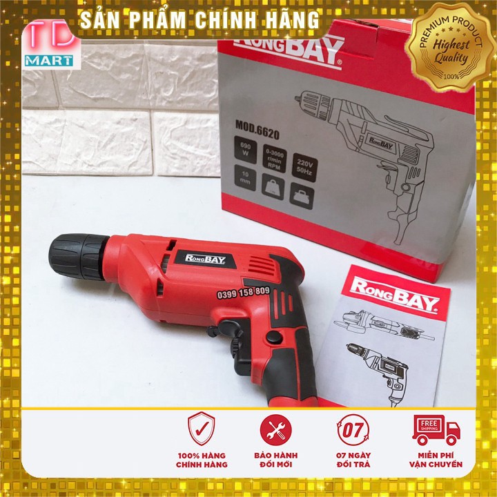 [ FREE SHIP ] MÁY KHOAN Điện RONGBAY Công nghệ Việt có chỉnh tốc, độ lõi đồng máy bắn vít khoan sắt gỗ