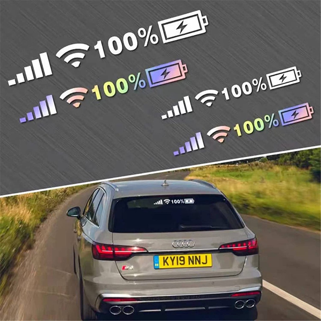 Nhãn Dán Trang Trí Kính Chắn Gió Xe Hơi Vui Nhộn In Logo WiFi Điện Thoại Màu Trắng Cá Tính Dành Cho Nam Và Nữ