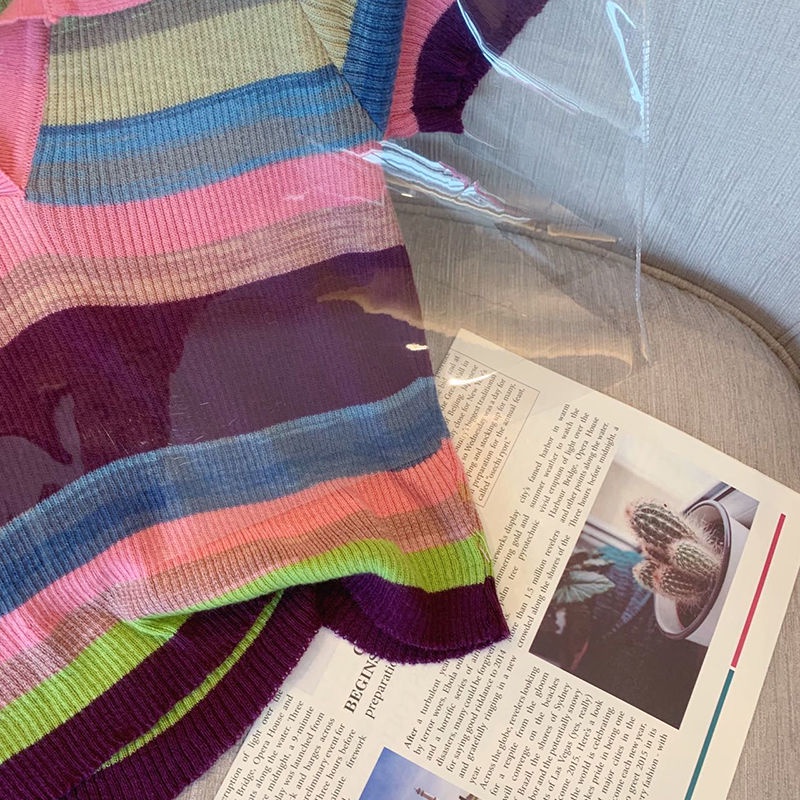 Áo polo Ngắn Tay Họa Tiết Kẻ Sọc Nhiều Màu Sắc Thời Trang Mùa Hè Mới Cho Nữ