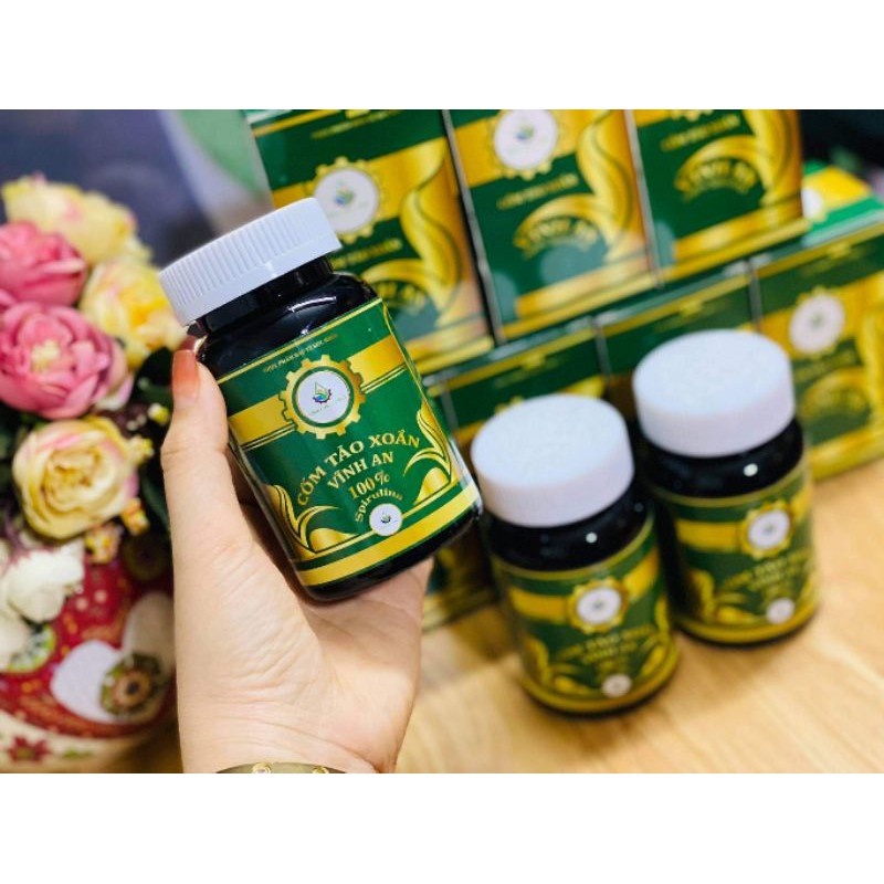 Cốm tảo xoắn Vĩnh An cấy nano trắng da, se lỗ chân lông. Lọ 100gr
