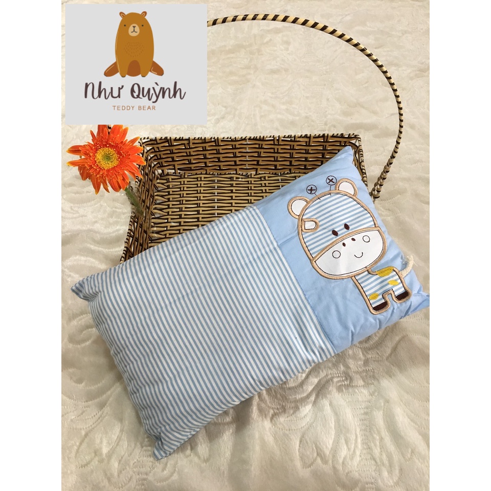 Gối cho bé 2 tuổi đến 10 tuổi, gối massage con bò gối trẻ em cotton 100% vỏ 30x50 cm