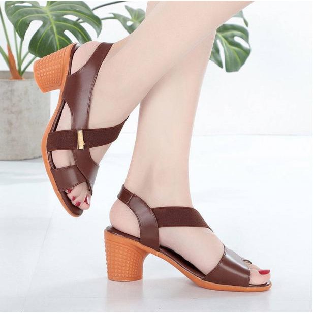 Dép sandal trung niên nữ da pu cao cấp siêu nhẹ, siêu êm - Vincent Shop