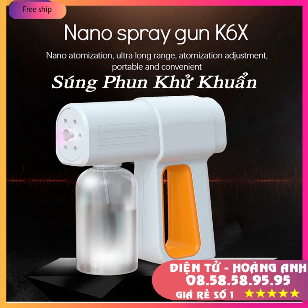 Súng Phun Khử khuẩn K6,Công Nghệ Nano,Tia cực tím,khử trùng,khử khuẩn,cầm Tay gọn nhẹ,K5-600ml,Atomizer-500ml