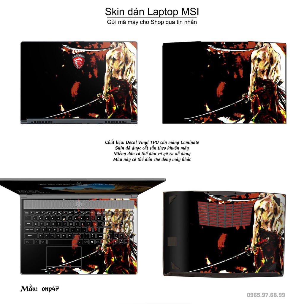 Skin dán Laptop MSI in hình One Piece _nhiều mẫu 25 (inbox mã máy cho Shop)
