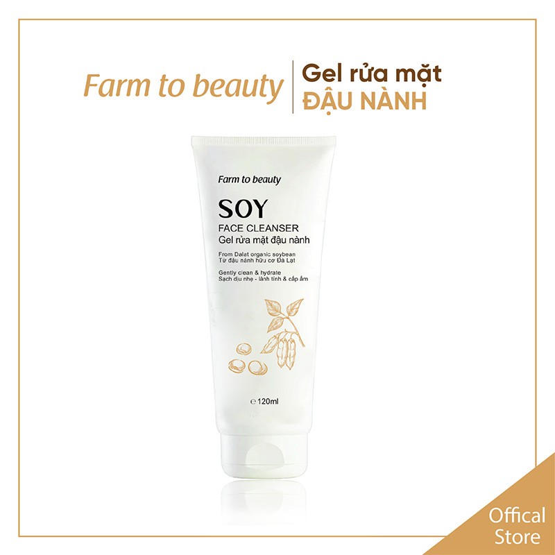 Gel rửa mặt Farm to beauty chiết xuất ĐẬU NÀNH - Nguyên liệu hữu cơ, an toàn và lành tính