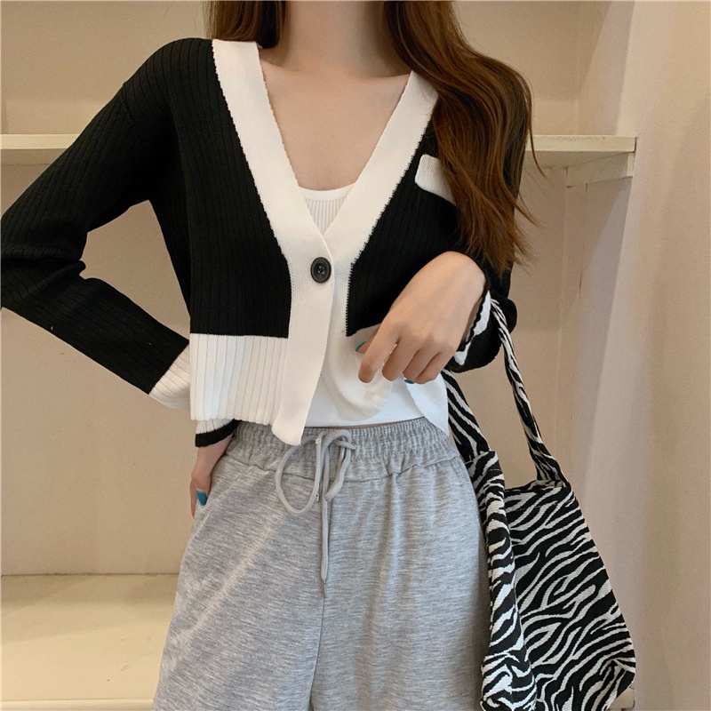 Áo khoác YEYA dệt kim mỏng tay dài phong cách Hàn Quốc cho nữ