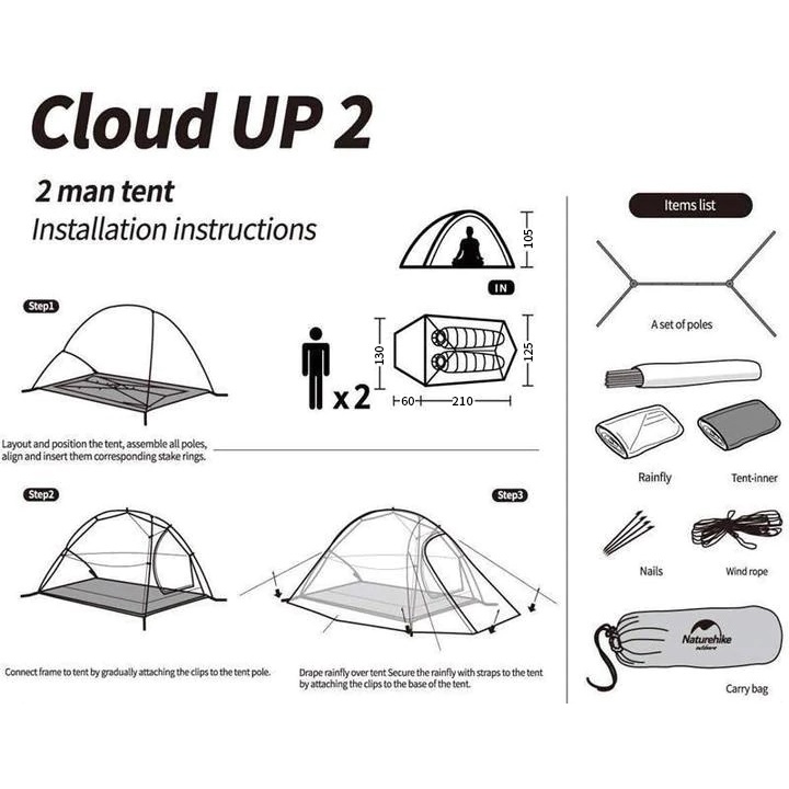 Lều 2 người Cloud Up 2 210T NatureHike NH17T001-T