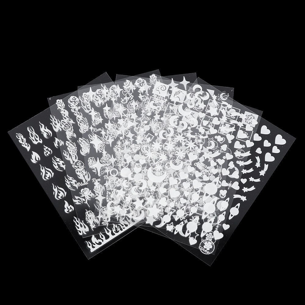 [Hàng mới về] Set 1/6 hình dán móng tay phản quang hình họa tiết 3D hình ngôi sao/ bướm độc đáo sành điệu DIY