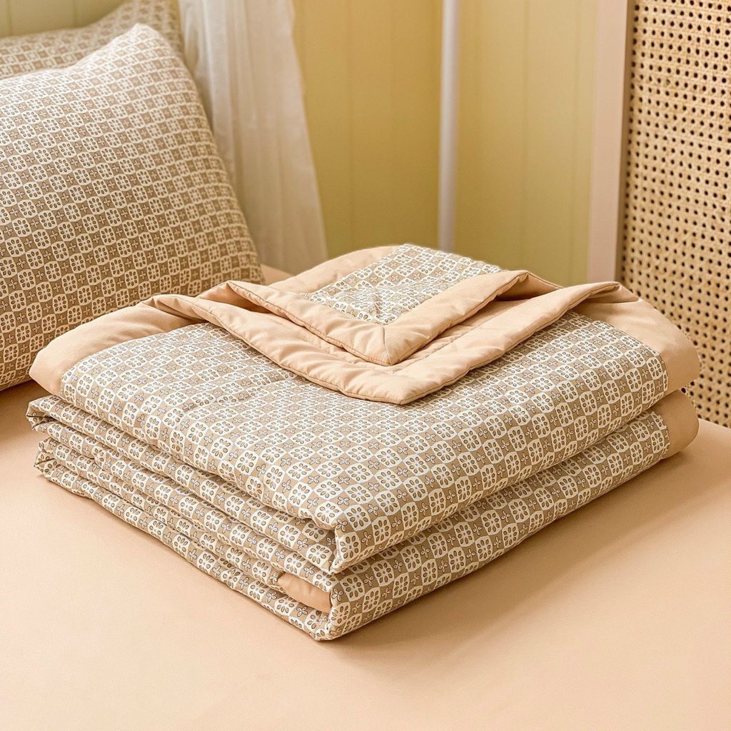 Sét cotton đũi họa tiết chăn hè trần cực hót, ga gối đũi cotton kèm vỏ ôm cùng mầu  _TN1