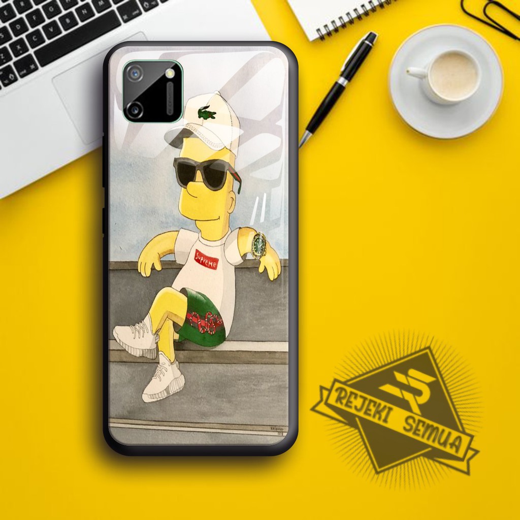 Lưng Ốp Điện Thoại Mặt Kính Họa Tiết Simpsons Cho Realme C1 C2 C3 U1 2 2 Pro 3 Pro 5 5i 5s Pro 6 Pro X Xt C11 C15 (rs) 1001