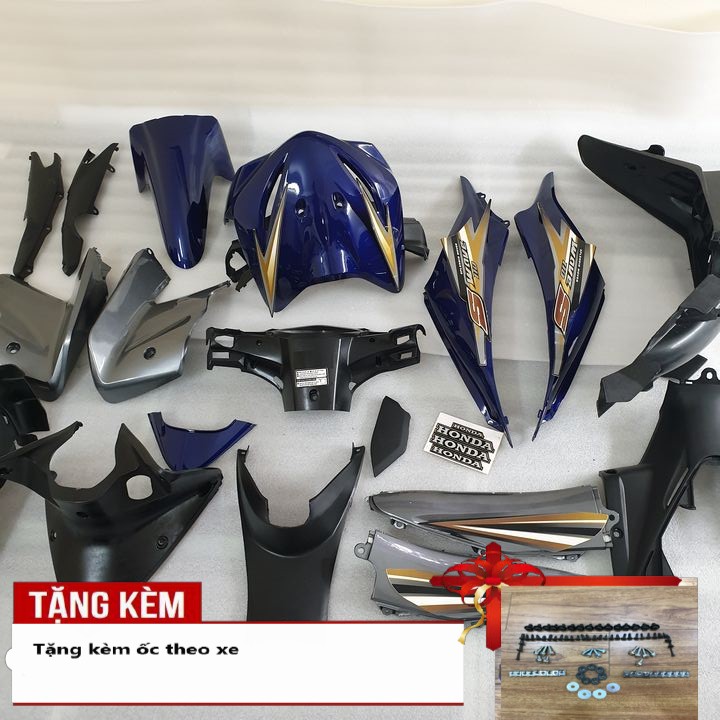 Bộ nhựa - dàn áo Màu Xanh Tím xe Wave S110 - RS 110 đời 2008 đến 2010