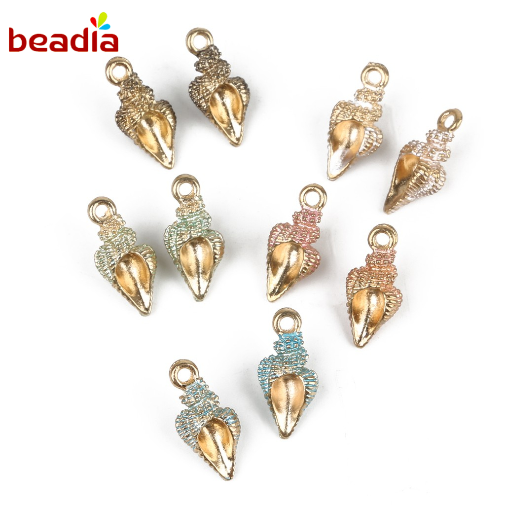 BEADIA Bộ 10 Mặt Vòng cổ Hình Vỏ Sò Bằng Hợp Kim Kẽm Tráng Men DIY