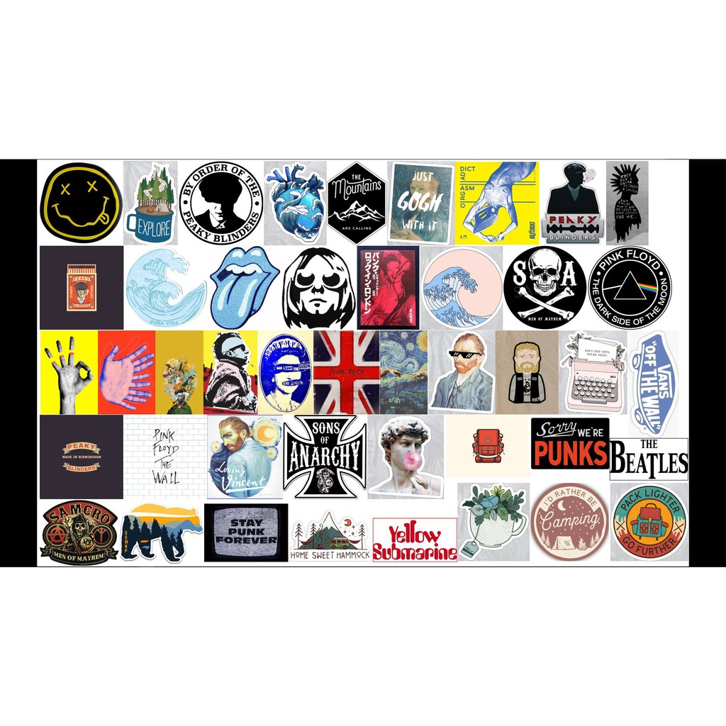 STICKER cắt sẵn dán Vali, xe, barber shop, mũ bảo hiểm , macbook, đàn, tường